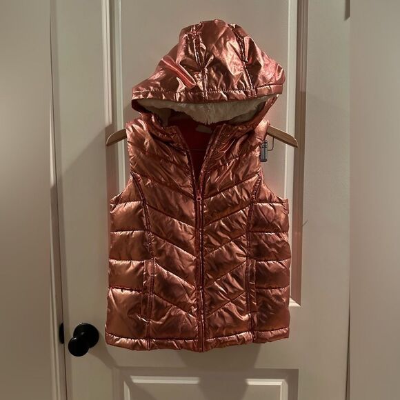 Crazy 8 Rose Gold Hooded Girl Puffer Vest Size XL/14 - Picture 1 of 12